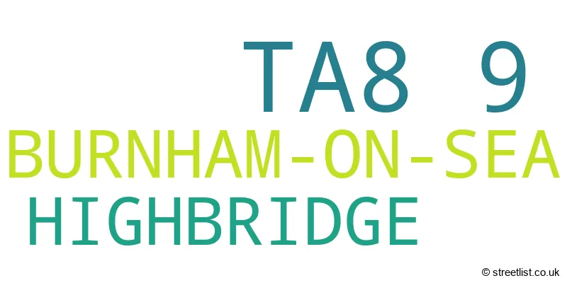 A word cloud for the TA8 9 postcode